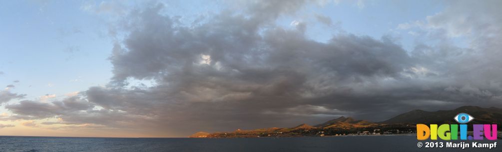 SX27648-51 Sunset on hills from Argeles-sur-Mer harbour